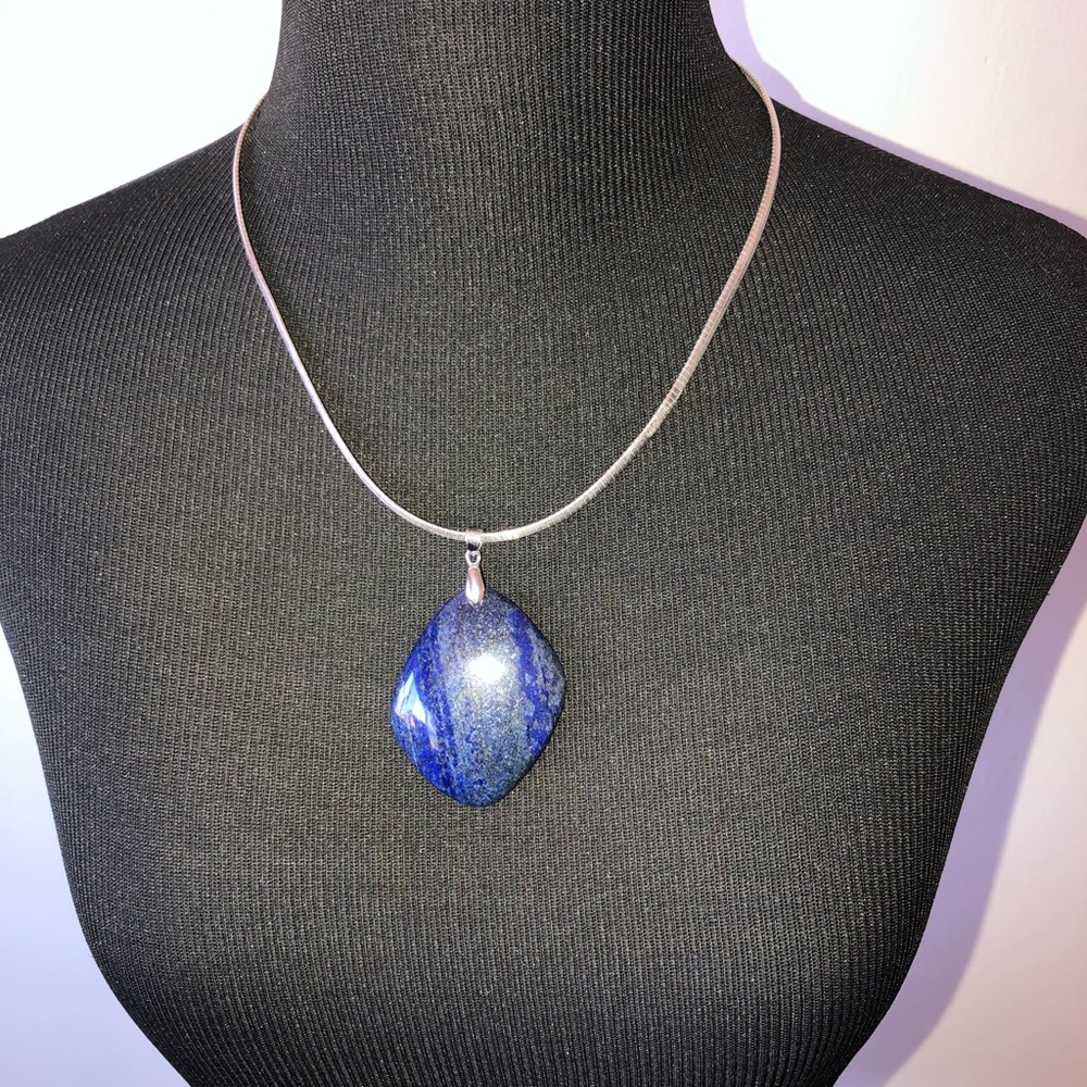 🛍️ Genuine Lapis Lazuli Modernist Pendant - Picture 3 of 13